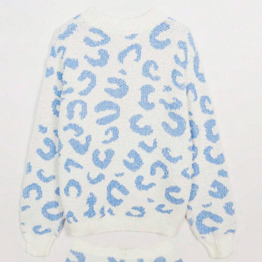 Leopard Print Loungewear sweater & shorts set - Picture 2 of 5